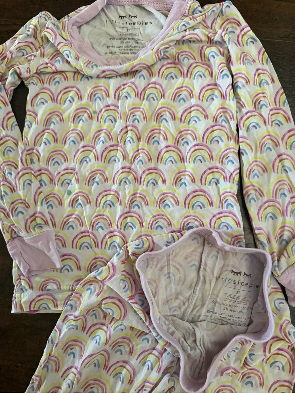 Little Sleepies Pastel Rainbow Pink Long-Sleeve Pajama Set